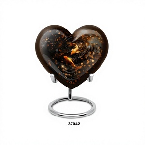 Hot Selling <b>Top</b> Best Quality Gold Fish <b>Heart</b> Cremation Memorial Urn for Human Ashes With Stand & Free Velvet Bag - Product Image 1