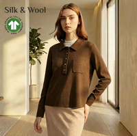 Cardigan pour femme en laine pure 100% certifiée GOTS & OEKO-TEX | Fabrication sur mesure avec bouton floral et dentelle