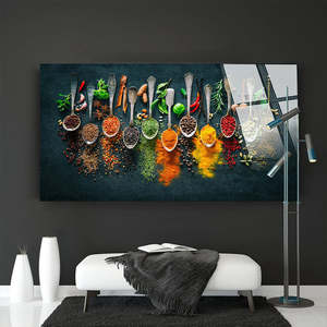 Cucina ristorante cucchiaio di <span class=keywords><strong>vetro</strong></span> temperato grande parete moderna parete arte cristallo astratto pittura di <span class=keywords><strong>vetro</strong></span> disegni - Product Image 1