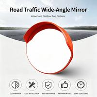 Espejo Redondo de PC Rojo de 80 cm con Ángulo de Visión de 180°, Carcasa de ABS, Espejo de Tráfico para Seguridad en Carreteras y Almacenes al Aire Libre