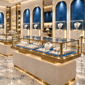Custom Jewelry <b>Display</b> <b>Case</b> LED Jewelry <b>Display</b> Cabinet Glass Showcase for Luxury Store Interior Design - Product Image 2
