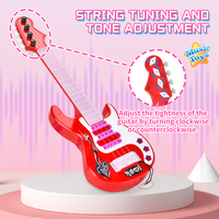 Dynamic Musical Guitar Toy with Light Electric Four-string Guitar Early Educational Toy Music Instrument for Kids