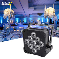GEVV 9x18W Luces LED Par Planas a Batería con Control Remoto Inalámbrico DMX512 y App WiFi para Alquiler en Escenarios y Fiestas