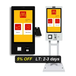 Totem layar sentuh 21.5 inci sistem pos kios pemesanan mandiri sistem pembayaran SDK terminal kios makanan restoran