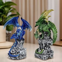 Ornements de sculpture de dragon de festival mythique créatif personnalisé Statue de dragon en résine avec château et crâne pour les cadeaux de décoration intérieure