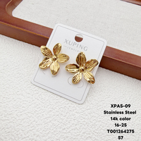 Pendientes de Mujer XUPING, Diseño de Flor, Hoja y Corazón, Forma Exagerada, Grandes, Chapados en Oro de 14K, Acero Inoxidable