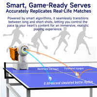 Robot de tennis de table portable professionnel durable PUSUN à 3 roues, 260+ balles, contrôle à distance par application pour l'entraînement à domicile