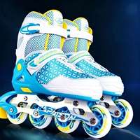 Patins à roulettes ajustables pour garçons, filles et adultes, 4 roues lumineuses, cadre en alliage d'aluminium, doublure confortable, pour débutants