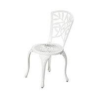 Ensemble de salle à manger bistro patio blanc 3 pièces mobilier extérieur balcon jardin café table ronde en fonte d'aluminium et chaises 2 places