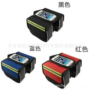 Bolsa para Tubo Superior con Pantalla Táctil, Bolsa para Cuadro Delantero, Bolsillo Impermeable para Teléfono Celular, Accesorios para Bicicleta, Rojo, Azul, Negro - Product Image 1