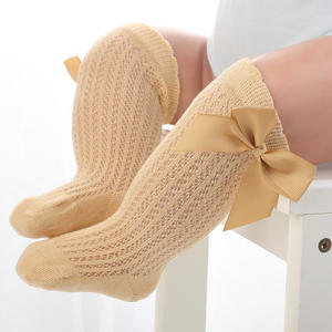 Calcetines de algodón transpirables para bebés y niñas, <span class=keywords><strong>medias</strong></span> hasta la rodilla <span class=keywords><strong>con</strong></span> lazo español - Product Image 5