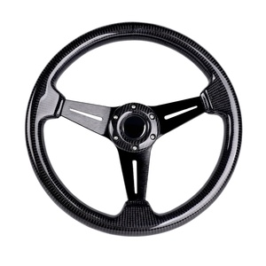 Volante Deportivo Universal de 350 mm (14 Pulgadas) para Auto de Carreras, Cuero Perforado con Costuras Rojas Estilo Deportivo y Botón de Bocina - Product Image 4