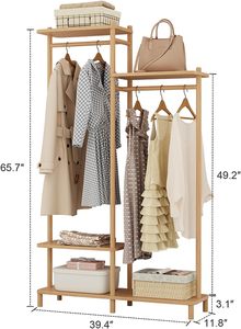 Bamboo Coat Rack Canto Roupas Rack Cabide De Roupas De Madeira Roupas Secagem Titular Modern Coat Racks para Home Living Room Quarto - Product Image 2