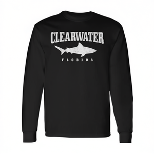 T-shirt a maniche lunghe Clearwater Florida Shark dal design vintage - Product Image 2