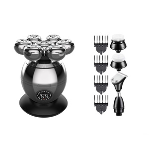 Meilleures ventes - Rasoir rotatif électrique <span class=keywords><strong>pour</strong></span> <span class=keywords><strong>homme</strong></span> 5 en 1, étanche IPX6, rechargeable par USB, 7 lames, avec batterie 800 mAh, <span class=keywords><strong>pour</strong></span> le corps, le visage et la zone du bikini - Product Image 2