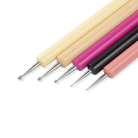 Lot de 5 stylos à points pour ongles en plastique coloré, outils pour ongles, stylo à points pour ongles double face