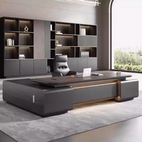 Bureau d'ordinateur moderne en MDF, grand mobilier en bois de luxe avec un design simple, table modulaire pour chef