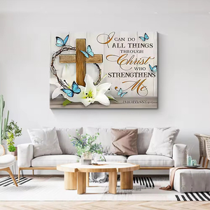 Venta al por mayor personalizada espíritu cristiano pared arte enseñanza religiosa mariposa pinturas y escrituras carteles para decoración del hogar - Product Image 5