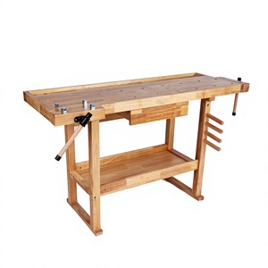 Woodworking Bench Rubberwood Workbench With <b>Clamps</b> Diy Teaching <b>Table</b> - Product Image 1