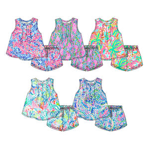 Preorder estate fiori floreali bebè senza maniche Shorts abiti nuovo Design gemelli abbinamenti all'ingrosso bebè Set <span class=keywords><strong>2</strong></span> pezzi - Product Image 1