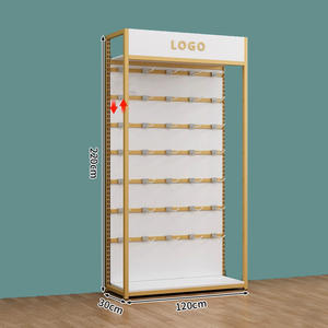 ชั้นวางสินค้าโลหะแบบหนาสำหรับซูเปอร์มาร์เก็ตและร้านสะดวกซื้อ ชั้นวางสินค้าเหล็กพร้อมชั้นวางไม้สำหรับแสดงสินค้า เครื่องสำอาง ร้านขายของชำ ร้านค้าปลีก - Product Image 2