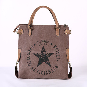 Cpc phụ nữ Canvas Tote <span class=keywords><strong>Bag</strong></span> với PU da túi xách vai PURSE túi cổ điển sao in Túi xách tay - Product Image 3
