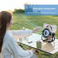 Ventilateur de camping portable H10 de taille jumbo avec batterie 20000 mAh, éclairage LED et socle, peut charger le téléphone