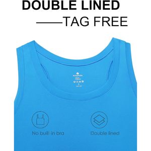 <b>Crop</b> <b>Top</b> Women Double Lined Athletic Tank Scoop Neck Breathable Quick Dry Yoga Workout Sleeveless Sport Shirt <b>Blue</b> - Product Image 3
