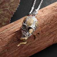 Punk Style Squelette Serpent Enchevêtré Personnalité Collier Foncé Hip Hop À La Mode Crânes Pendentif Collier Gothique Serpent Hommes Bijoux
