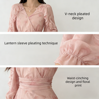 Robe longue à fleurs pour femmes, manches longues, col en V, volants en mousseline, style bohème, pour les vacances, printemps-été, fabricant OEM