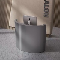 Comptoir incurvé en bois, style moderne minimaliste, bureau d'accueil, taille et couleur personnalisables, simple et écologique