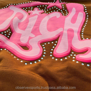 Survêtements d'hiver personnalisés pour hommes : Sweat à capuche effet vieilli avec broderie appliquée et pantalon de survêtement évasé - Product Image 3
