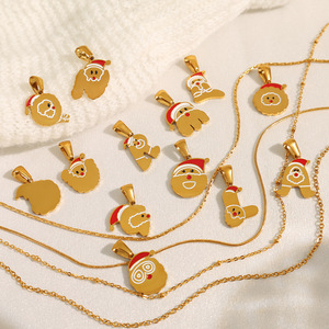 Exquis luxe fait à la main bricolage série de noël Fine pendentif à breloque en acier inoxydable lettres pendentif accessoires bijoux de mode - Product Image 2