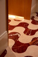 PAIA STONE Carreaux de mosaïque en marbre naturel rouge et blanc modernes découpés au jet d'eau pour sols de salle de bain et de cuisine