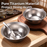 Assiette de service saine et antibactérienne à texture cristalline pour la maison, le camping, les voyages – Bol à soupe portable en titane de qualité alimentaire