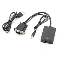Kabel VGA Male ke HDMI Output 1080P HD+ Audio TV AV HDTV Video, Kabel Konverter Adaptor VGA ke HDMI