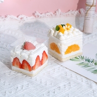 Vente en gros de contenants à dessert transparents en plastique rigide, boîte à gâteau en plastique PS avec couvercle