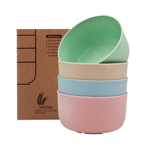 Maxxiang Wheat Straw Bowl 4 Piece Set Solid Color Round Bowl For Child Home Use - Product Image 1