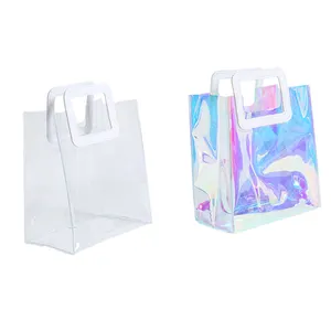 Pvc Bag Shopping Hot Sell Female Holographic Transparent Handbags Beach Bag Laser Clear PVC Tote Shopping Bag