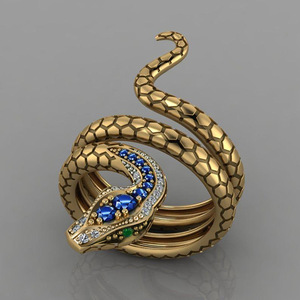 Anello a Forma di Animale F425 con Zaffiro Naturale e Incastonatura Pavé, Gioiello Unisex alla Moda, Idea Regalo - Product Image 1