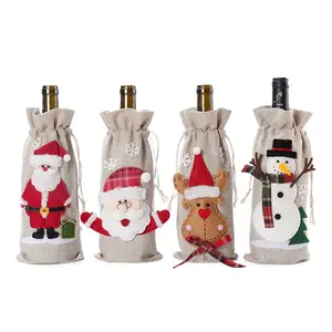 Merry Christmas 14*30Cm Cartoon Decorations Suppliers Wine Botton Gift Christmas Bottle Holder