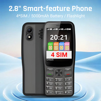 2,8 pulgadas 2G 4 Tarjeta SIM función de teléfono MTK6260A sistema RTOS 64MB 128MB memoria 5000mAh batería de larga Cámara Dual 0.3MP teléfono móvil