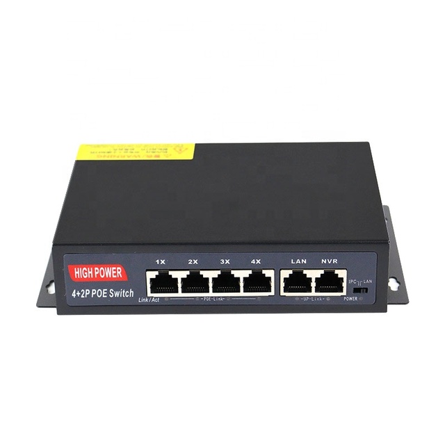 4 Ports 10/100Mbps PoE + 2Port Uplink Unmanaged POE Ethernet Switch for IP Camera Internal Power Supply Extend to 250M
