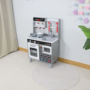 Cocina de Juguete de Madera para Niños con Contenedor de Tela, Estufa, Fregadero y Grifo, Juego de Cocina de Imitación Premium - Blanco - Product Image 3