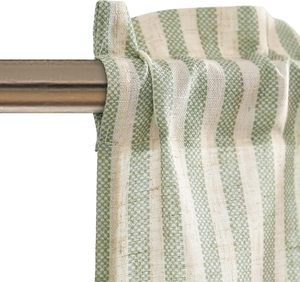 <strong>Striped</strong> Translucent Light-Filtering Kitchen <strong>Curtains</strong> Valance Set 24 Inch Tier 3 Pieces Set Rod Pocket Sage Green - Product Image 5