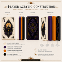 Midnight Haunted Mansion Ensemble de Mahjong Américain 152 Tuiles Acrylique 4 Couches Gothique Halloween Cadeau de Collection pour Adultes