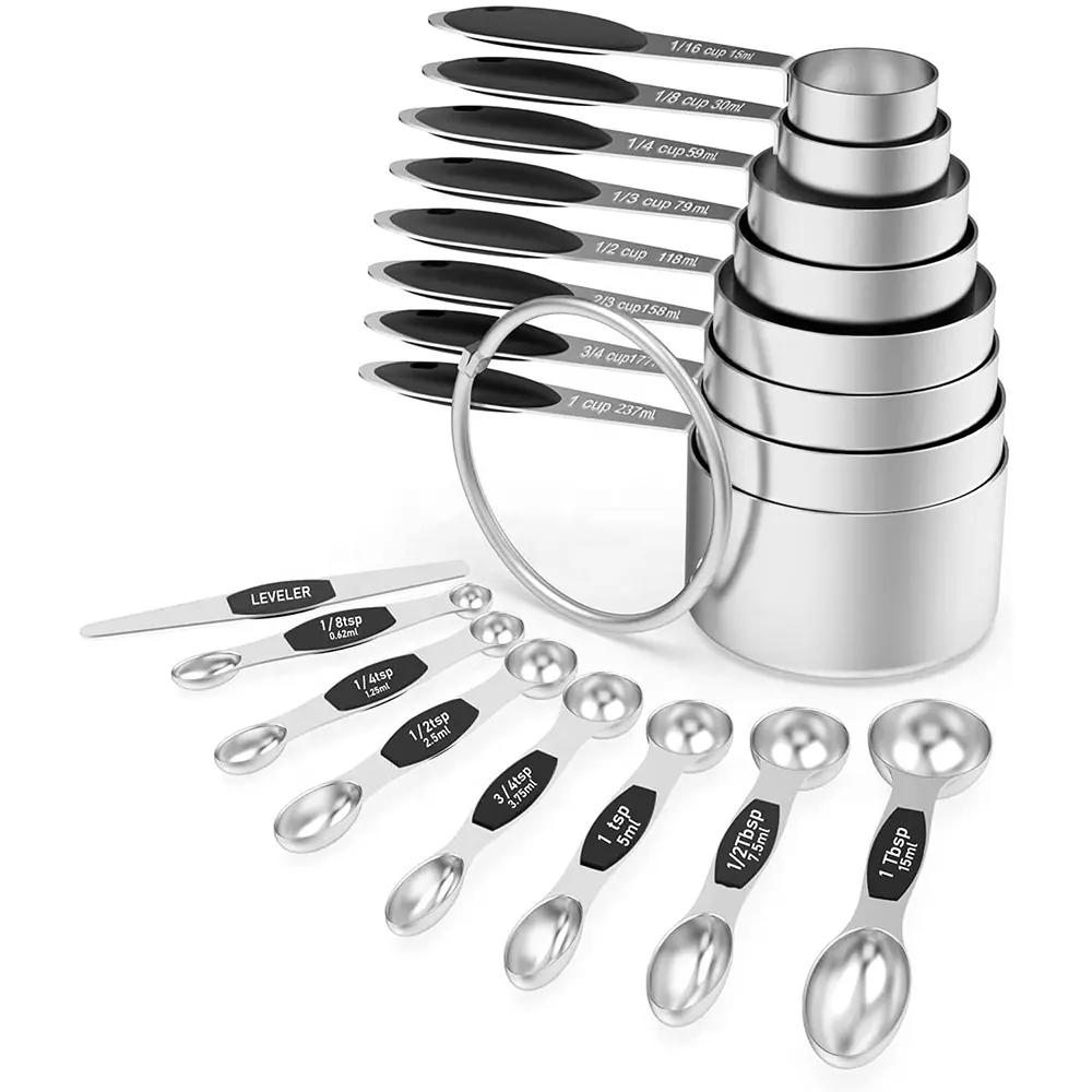 Set di misurini e cucchiai in acciaio inossidabile all'ingrosso cucchiaio dosatore magnetico a doppio lato cucchiaio da cucina per misure di caffè