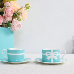 Taza y Platillo de Cerámica con Diseño de Lazo, Estilo Europeo, Porcelana Fina, para Té de la Tarde, Estilo Nórdico, Creativo, para Café - Product Image 4