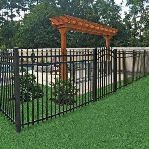 Wholesale metal steel picket fence panel iron fence panels wrought black for sale