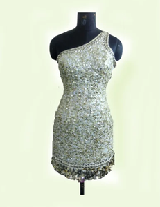 Robe moulante de style premium avec motif brodé, asymétrique à une épaule, pour soirée, pour femme - Product Image 3